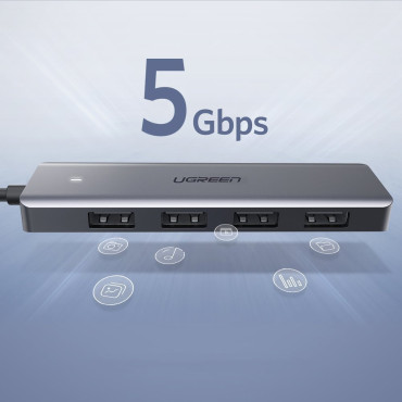 Διαχωριστής USB-C HUB - 4x USB 3.2 με γκρι γρίξ