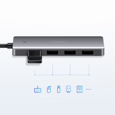 Διαχωριστής USB-C HUB - 4x USB 3.2 με γκρι γρίξ