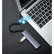 HUB USB-C Separator - 4x USB 3.2 szürke Power Port szürke