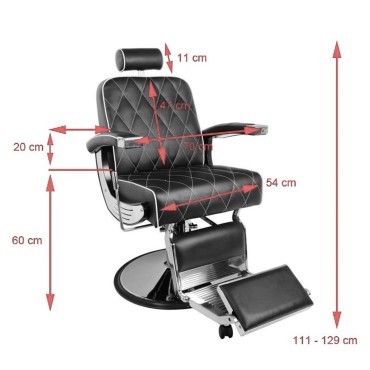 Gabbiano Barber Chair Imperial Black - hydraulisesti säädettävä parturituoli