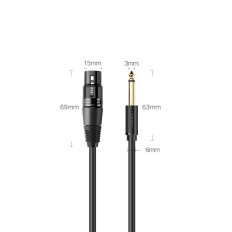 Audio Audio audio kabelis mikrofonam XLR sievietei - 6,35 mm vīrietis Jack 3M Black