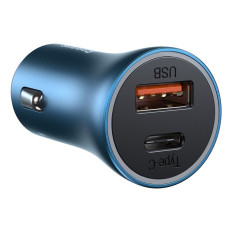 Carregador de carro rápido 40W PD QC USB-C / USB + cabo para iPhone Blue