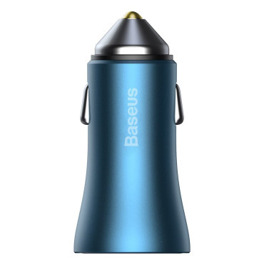 Carregador de carro rápido 40W PD QC USB-C / USB + cabo para iPhone Blue