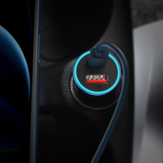 Rýchle auto nabíjačka 40W PD QC USB-C / USB + Kábel pre iPhone BLUE