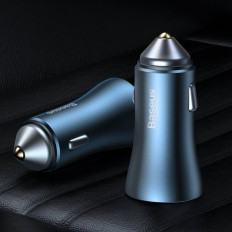 Carregador de carro rápido 40W PD QC USB-C / USB + cabo para iPhone Blue