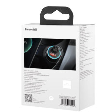Carregador de carro rápido 2x USB 40W QC SCP FCP AFC + Cabo Cinzento USB-C