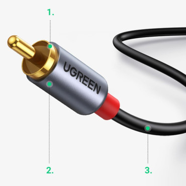 Kabelski audio audio audio muški - 2RCA muški 1.5m siva
