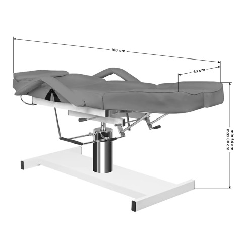 Fauteuil cosmétique hydraulique A 210c gris pour pédicure — vue latérale