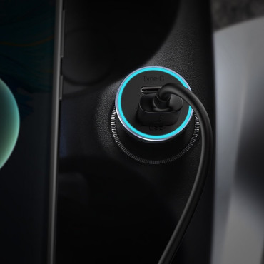 Schnelles Autoladegerät 40W PD QC USB-C / USB + USB-C Kabelgrau