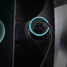 Rychlá nabíječka automobilů 40W PD QC USB-C / USB + USB-C kabel šedá