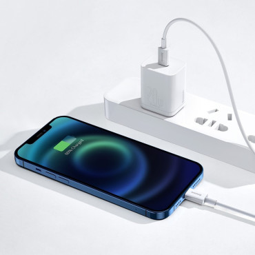 Καλώδιο καλωδίου για iPhone USB τύπου C - αλφαβητική παράδοση ισχύος 20w 1m λευκό