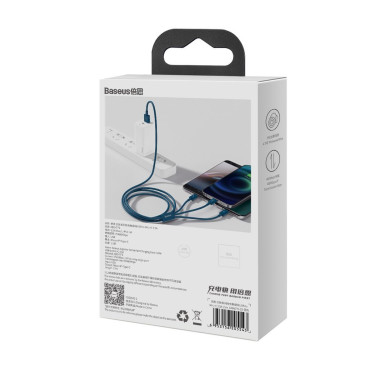 3in1 kabelis USB universalus kabelis - Žaibas / USB-C / Micro USB 3.5a 1.5m Blue