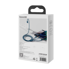 3in1 kabelis USB universalus kabelis - Žaibas / USB-C / Micro USB 3.5a 1.5m Blue
