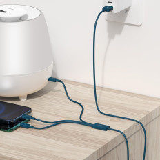 3In1 Kabel USB Univerzální kabel - blesk / USB-C / Micro USB 3.5a 1.5m Modrá