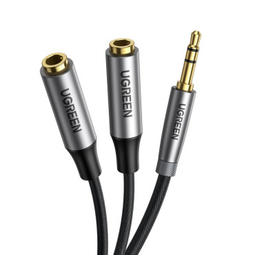 Distributör på 2x aux-kabel 3.5mm mini jack 0.2m svart
