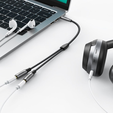 Distribuidor en Cable Aux 2X 3.5mm Mini Jack 0.2m negro