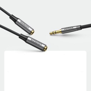 Distribuidor en Cable Aux 2X 3.5mm Mini Jack 0.2m negro