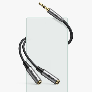 Distribuidor en Cable Aux 2X 3.5mm Mini Jack 0.2m negro