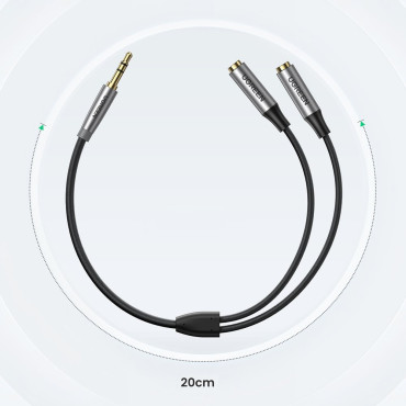 Distribuidor en Cable Aux 2X 3.5mm Mini Jack 0.2m negro