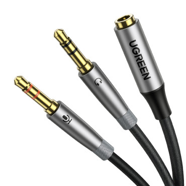 AUX 3,5 mm Moteris kabelinės platintojas ausinių ir mikrofono 20cm juoda