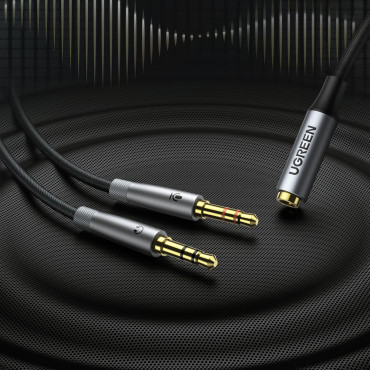 AUX 3,5 mm Moteris kabelinės platintojas ausinių ir mikrofono 20cm juoda
