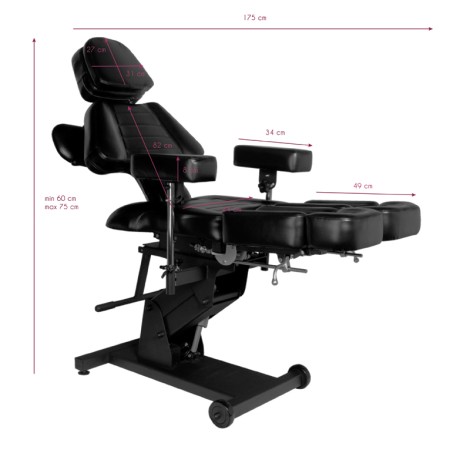 Elektrischer Tattoo-Stuhl Pro Ink 606 Schwarz — Seitenansicht