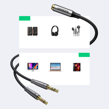 AUX 3,5 mm Moteris kabelinės platintojas ausinių ir mikrofono 20cm juoda