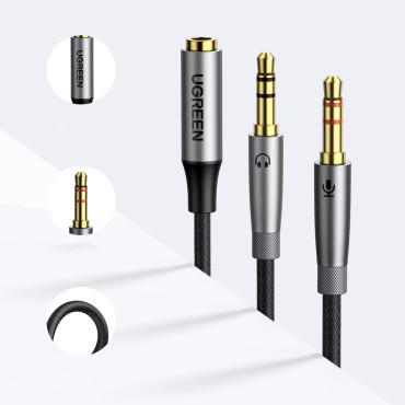 AUX 3,5 mm Distribútor káblov pre slúchadlá a mikrofón 20cm čierna