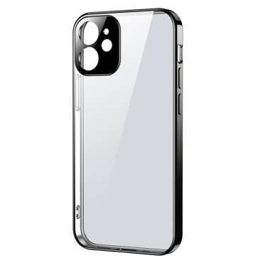 Ultra õhuke läbipaistev juhtum metallraamiga iPhone 12 pro mustaks