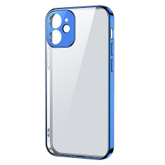Ultra tenký průhledný pouzdro s kovovým rámem pro iPhone 12 Pro tmavě modré