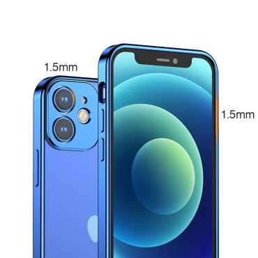 Ultra Thin Transparent Case With Metallic Frame for iPhone 12 Pro Max Dark-Blue