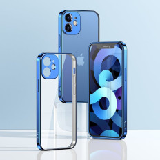 Ultra Thin Transparent Case With Metallic Frame for iPhone 12 Pro Max Dark-Blue