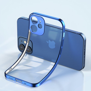 Ultra Thin Transparent Case With Metallic Frame for iPhone 12 Pro Max Dark-Blue