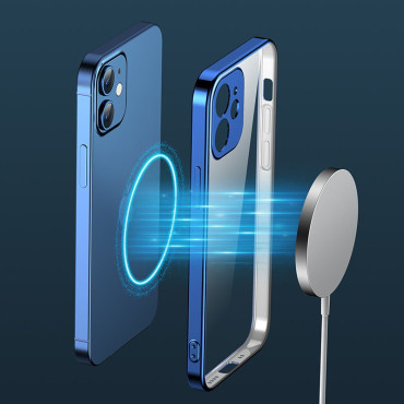 Ultra Thin Transparent Case With Metallic Frame for iPhone 12 Pro Max Dark-Blue