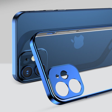 Ultra Thin Transparent Case With Metallic Frame for iPhone 12 Pro Max Dark-Blue