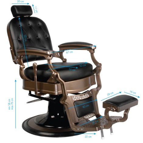 Old Ernesto Black Barber Chair Gabbiano — Seitenansicht