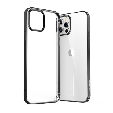Funda transparente ultra delgada NBS con marco metálico para iPhone Pro Max 12 Black
