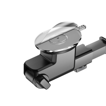 Titolare al telefono con bracci telescopici su un cruscotto e un vetro nero