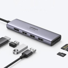6in1 Daugiafunkcinis USB-C HUB - 3X USB HDMI 4K SD ir TF kortelių skaitytuvas