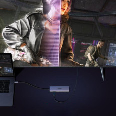 6v1 multifunkcionalni HUB USB-C - 3x USB HDMI 4K čitač SD kartica i TF siva