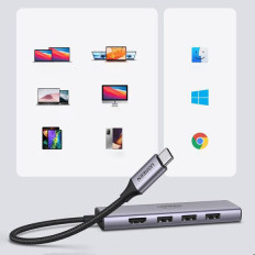 6V1 Multifunkčný USB-C HUB - 3x USB HDMI 4K SD a TF Card Card Reader