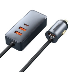 Caricabatteria da auto 3x USB + USB-C 120W PPS QC PD Grigio