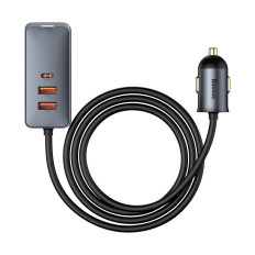 Autolaadija 3x USB + USB-C 120W PPS QC PD Grey