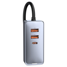Carregador de carro 3x USB + USB-C 120W PPS QC PD Cinza