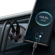 Carregador de carro 3x USB + USB-C 120W PPS QC PD Cinza