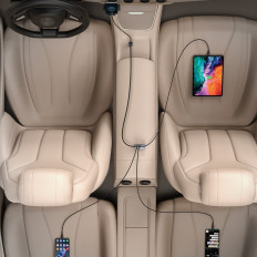 Carregador de carro 3x USB + USB-C 120W PPS QC PD Cinza