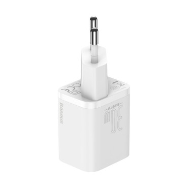 Carregador de rede super rápido Si 1C USB-C 30W PD QC branco