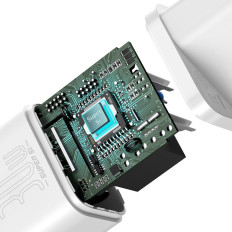 Σούπερ γρήγορη φορτιστής δικτύου SI 1C USB-C 30W PD QC White