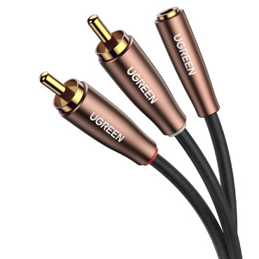 Lydkabeladapter 3.5mm Mini Jack Kvinne - 2x Mann RCA 2M Brown