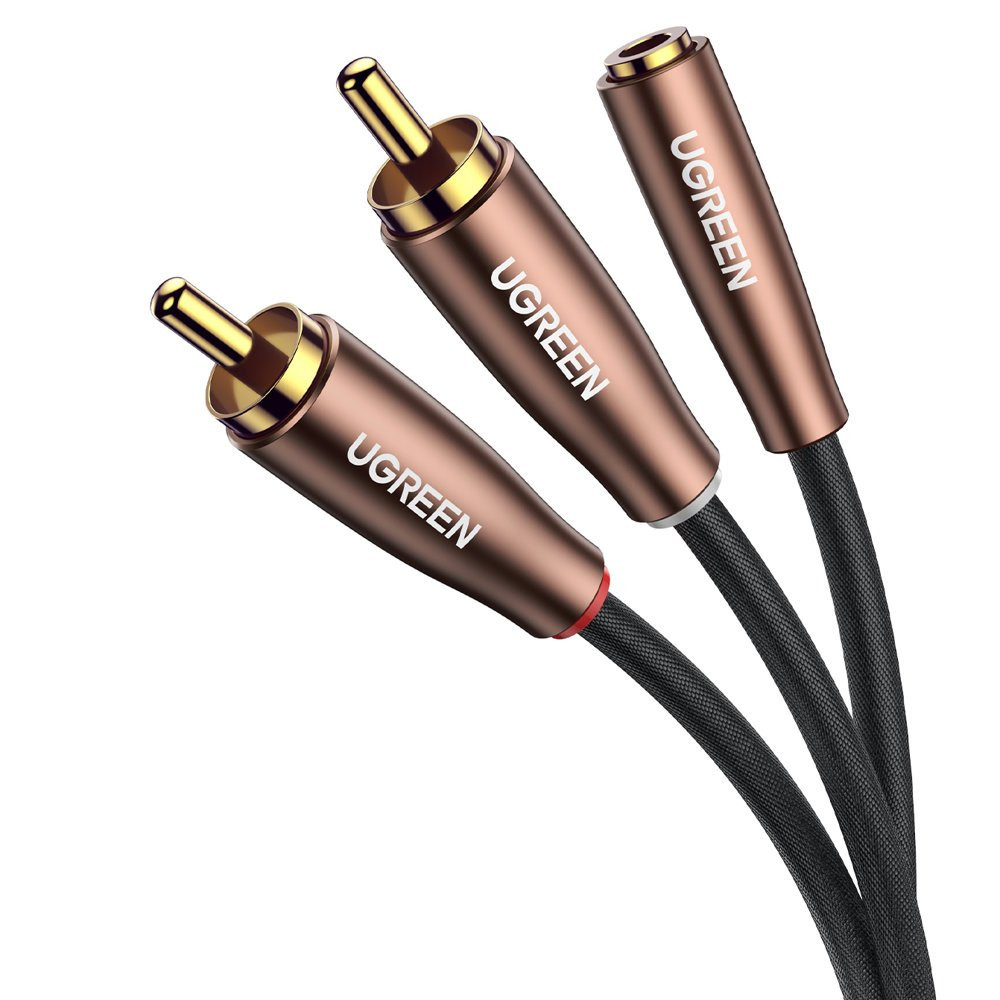 Audio kabelový adaptér 3.5mm Mini Jack Female - 2x samec RCA 2m Brown